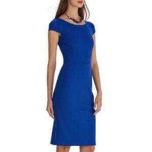 WHBM Cap Sleeve Ponte Sheath Dress, Rivera Blue, 00P